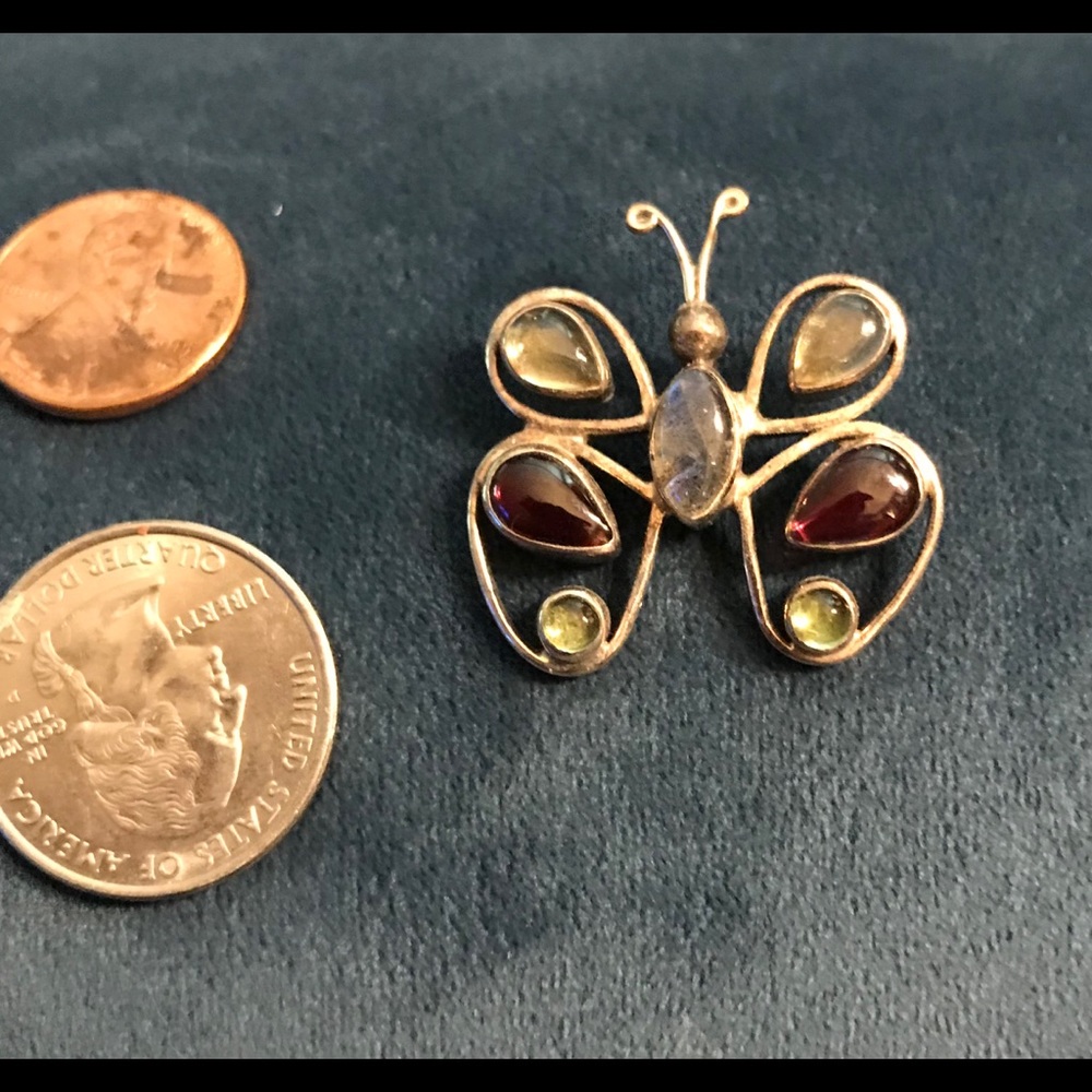 Sterling gem stone butterfly pendant